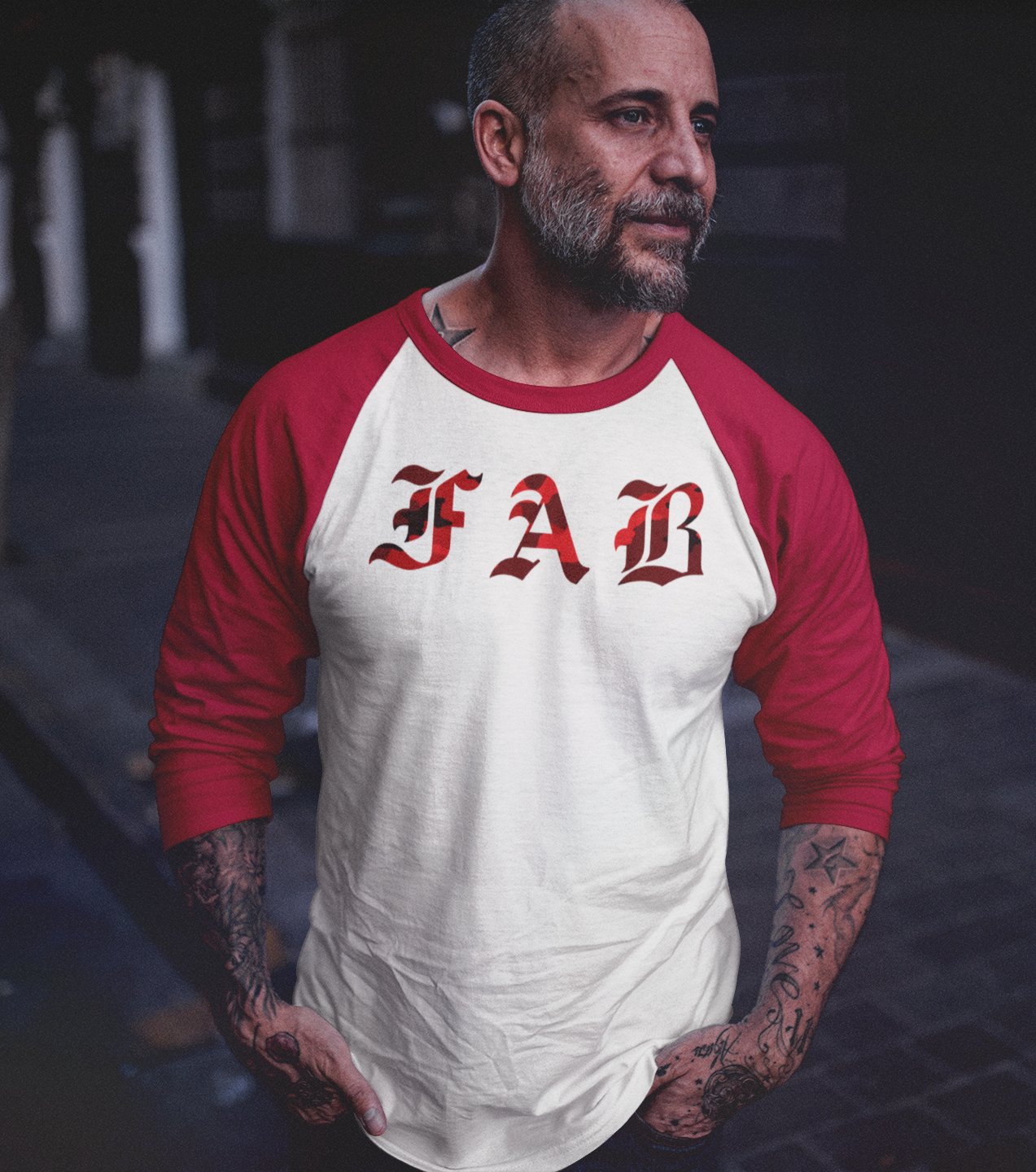 FAB Red Camo Raglan classic baseball tee - FAB PRODUCTIONS