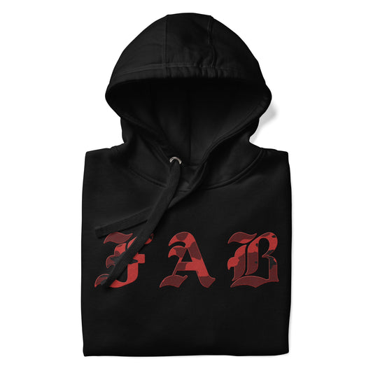 RED FAB CAMO EMB. HOODIE - FAB PRODUCTIONS