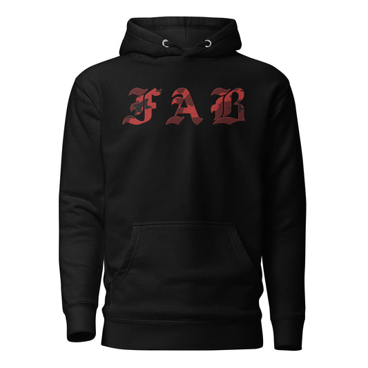 RED FAB CAMO EMB. HOODIE - FAB PRODUCTIONS